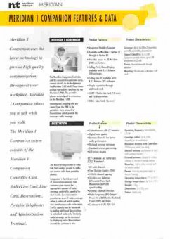 Буклет Nortel Meridian 1 Companion features & Data, 55-449, Баград.рф